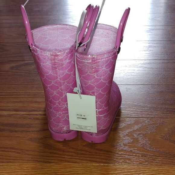 Girls Capelli New York pink mermaid print rain boots Sz 6 NWT - Picture 4 of 8